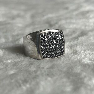 David Yurman signet ring black diamond and silver
